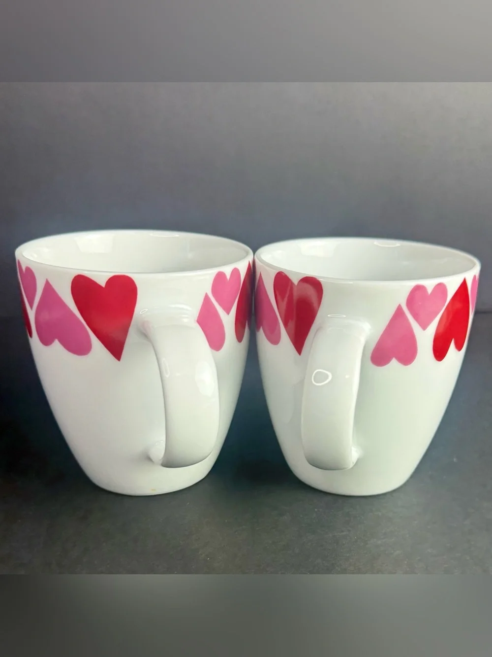 VTG Heart Design SNACK SET Of 2 Crate & Barrel Mug Plate Valentine Pink Red Love